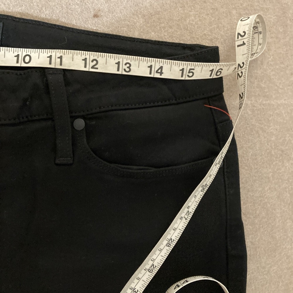 Paige Hoxton Straight Ankle Jeans Sz 32 Black Ruffle Hem Flare High Waisted - Picture 6 of 9